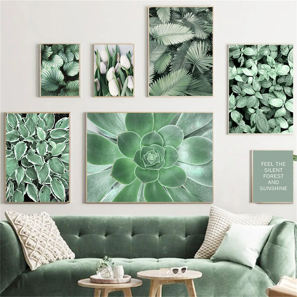 

Nordic Geen Leaf Flower Plant Wall Art Poster Monstera Art Print Botanic Canvas Painting Modern Pictures Living Room Home Decor