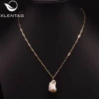 xlentag natural freshwater large baroque pearl necklace simplicity luxury women wedding birthday gift handmade jewelry gn0255