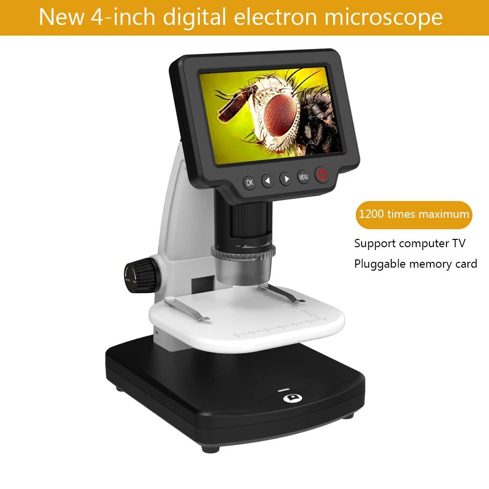 

Цифровой микроскоп, 4-дюймовый светодиодный дисплей, микроскоп, Настольная камера с ЖК-экраном, увеличительное стекло, регулируемый объект ...