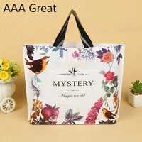 50pcslot christmas gift bags plastic boutique pouches shopping gift package bag christmas supplies flowers birds clothes handle
