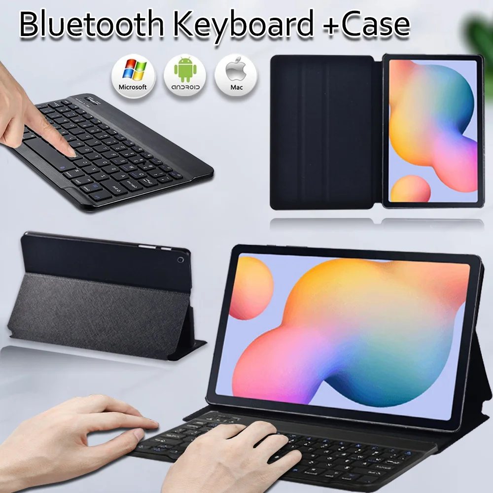 

For Samsung Tab S6 Lite 10.4 P610 P615 High Quality Tablet Case Leather Stand Cover Case + Bluetooth Keyboard + Free Stylus