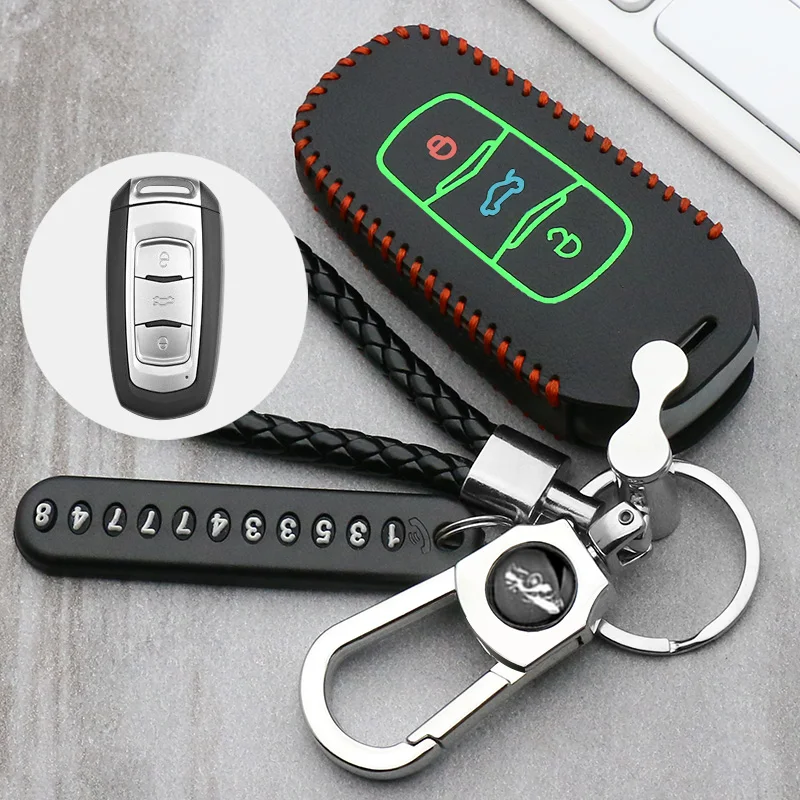 

leather Car Key Cover Remote Fob Case For Geely Emgrand EC7 EC718 EC715 Global Hawk GX7 Shell Jacket Protector