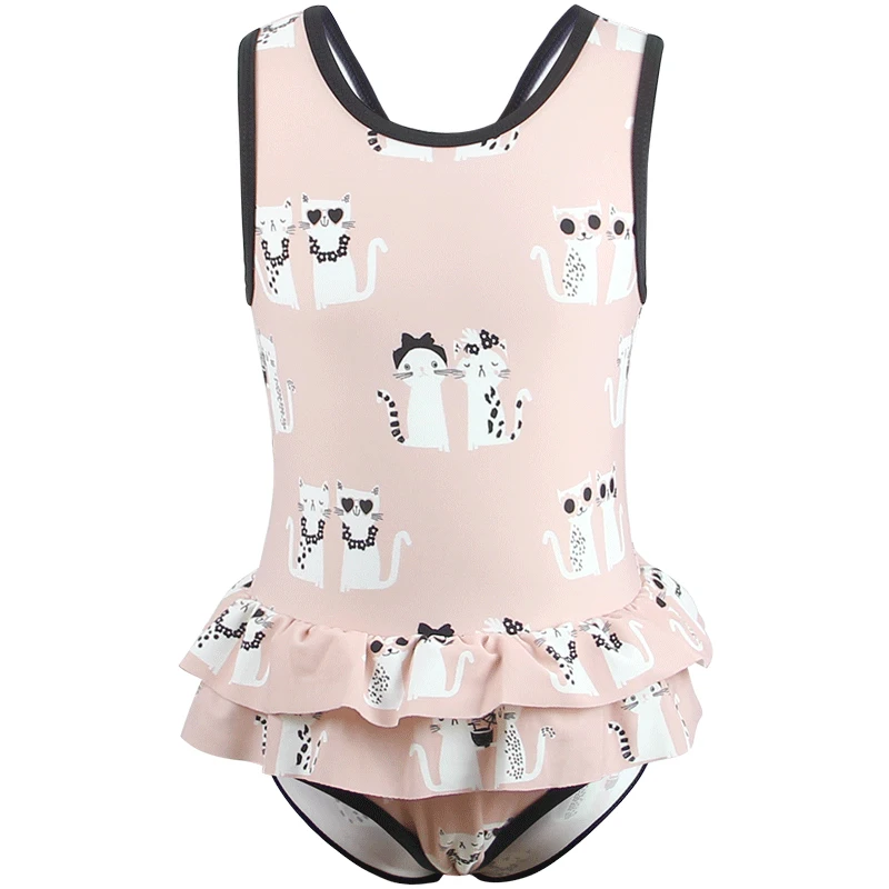 

Julysand Swimwear Kids One Piece Swimsuit Cartoon Cat printed Children Bathing Suiit High-end Girls Swimwear