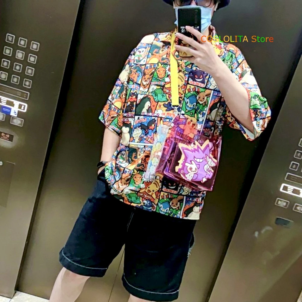 

Anime Pokemon Gengar Mimikyu PVC Transparent Big Bag Men Women Student Cartoon Shoulders Bag Creativity knapsack Gifts Cosplay
