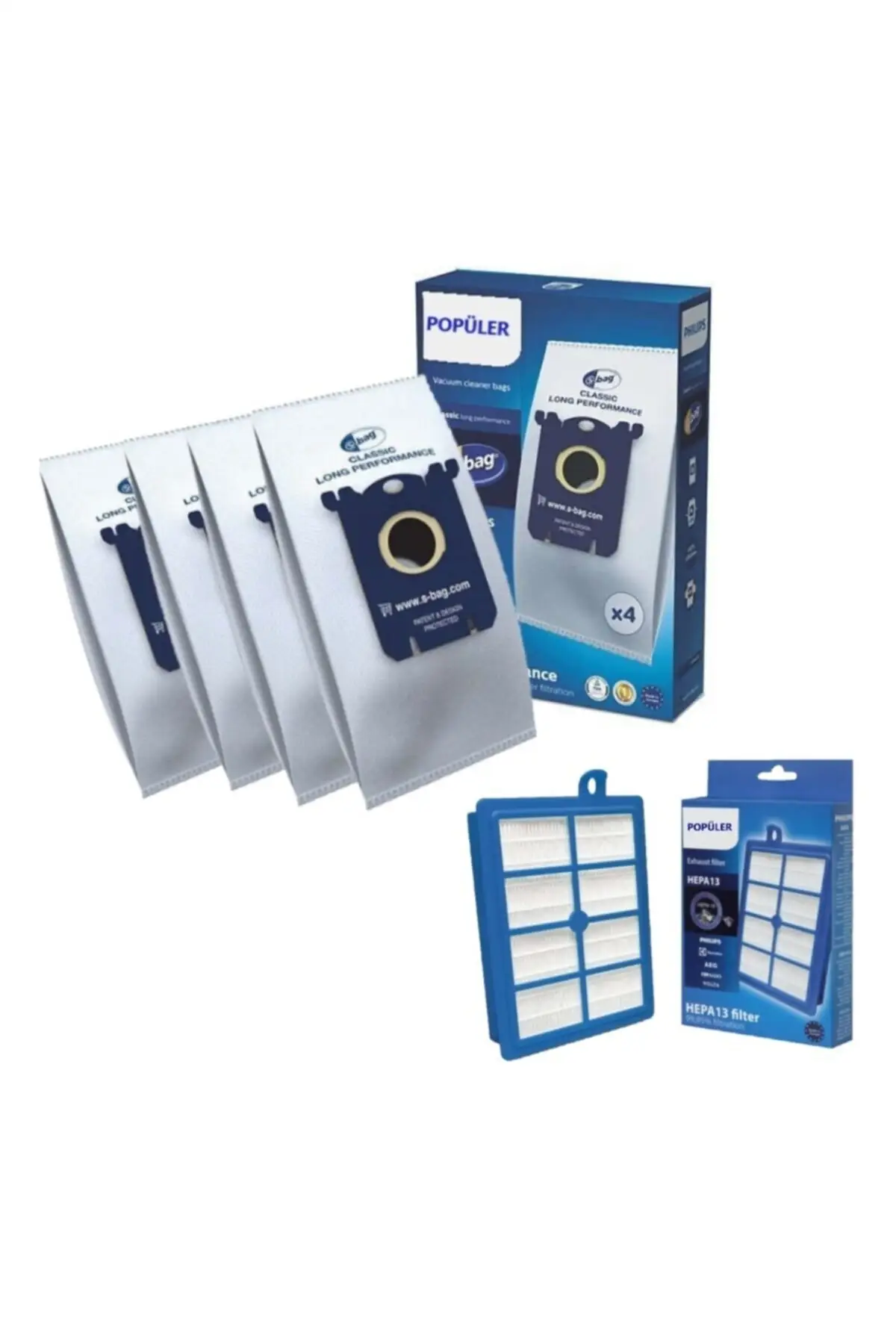 

MHK Parts Philips Performer Expert Fc8726/09 Dust Bag + Hepa Filter