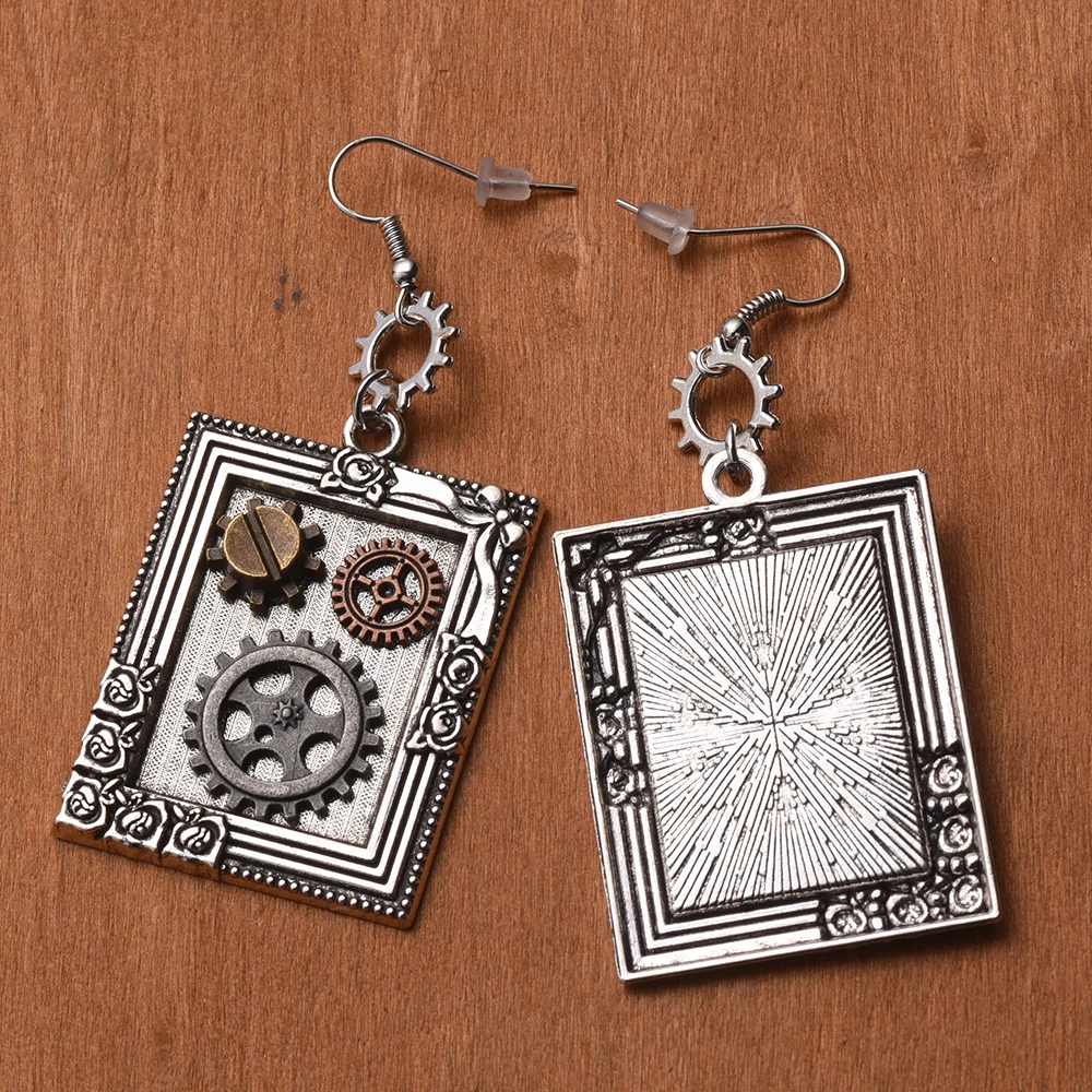 Серьги в стиле стимпанк Gear Square Style | Украшения и аксессуары
