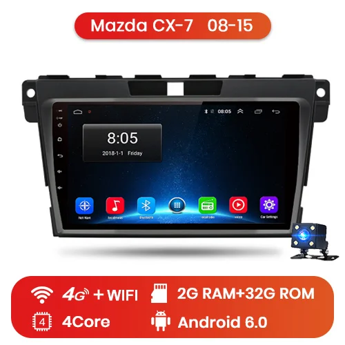 2-32GB for 4G Junsun Android 9,1 для Mazda Cx-7 cx7 2008- Авто 2 Din Радио стерео плеер Bluetooth 2G+ 32G gps навигация без DVD слот - Цвет: 2-32GB for 4G