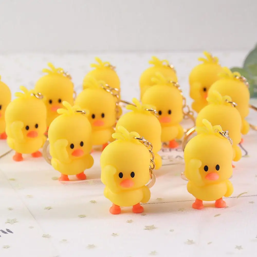 Уникальный маленький брелок милая желтая утка цепочка для ключей танцевальный