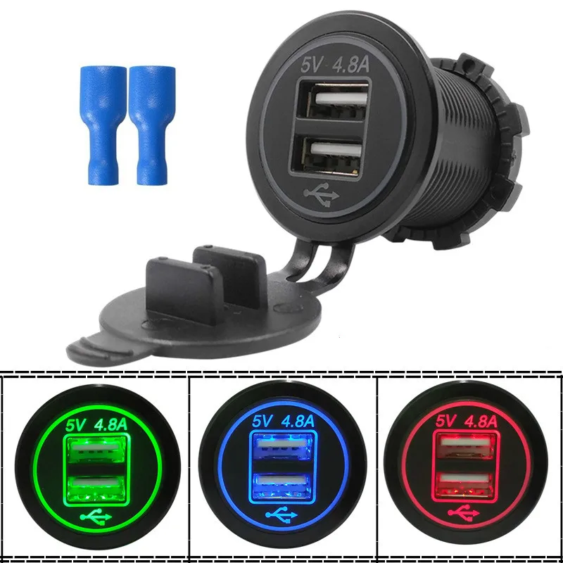 DIY 4.8A двойное зарядное устройство USB водонепроницаемая розетка двойной адаптер