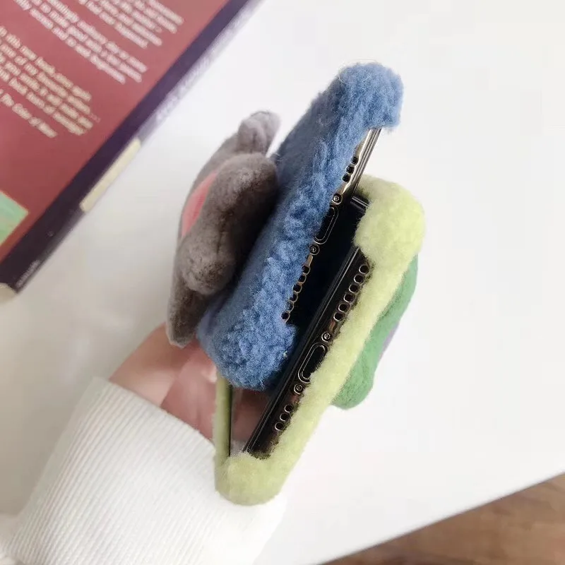 Зимний Теплый Прекрасный пушистый чехол для телефона с рисунком в виде животного