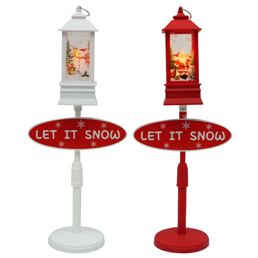 

Christmas Electric Snow Music Street Lights Iron Christmas Decoration Metal Snow Street Lights Emitting Xmas Outdoor Ornaments