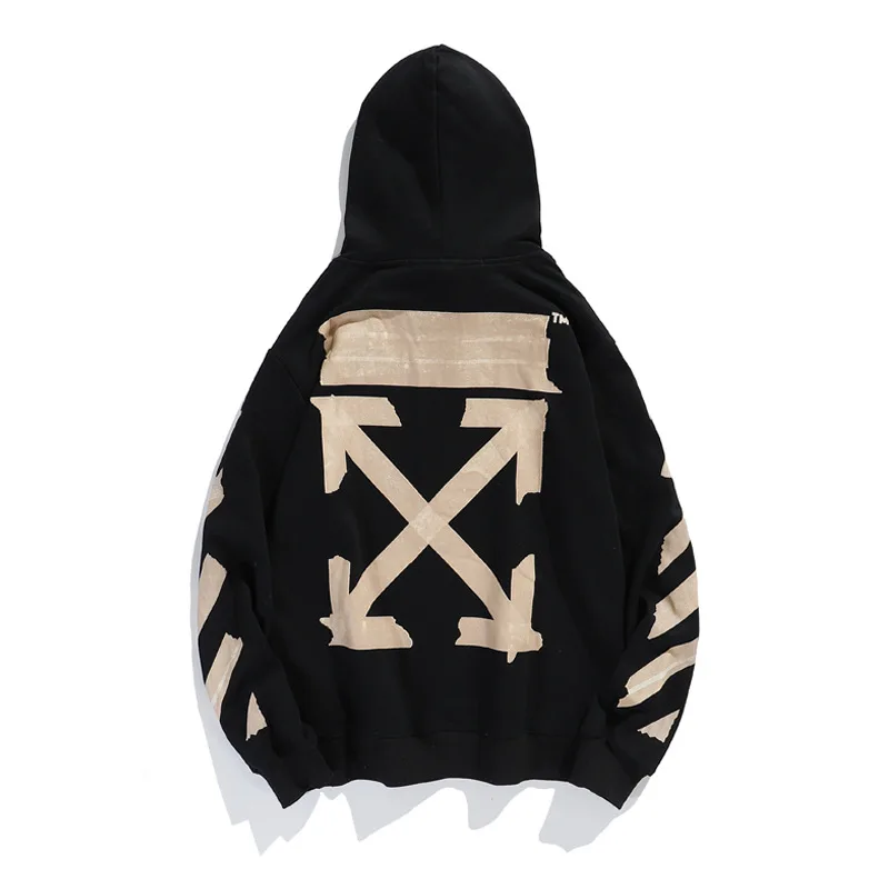 

Off trend brand white gold tape arrow Hooded Sweater