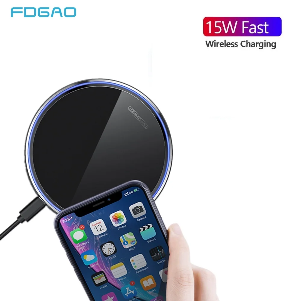Беспроводное быстрое зарядное устройство FDGAO 15 Вт для iPhone 11 Pro X XS Max XR 8 Plus samsung S8 S9/S9+ Note 9 8 Quick 10W