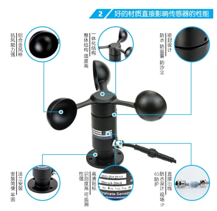 Датчик скорости ветра для высокой высоты работы портовой метеостанции