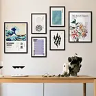 Настенные постеры с японскими цветами, морскими волнами, абстрактные скандинавские постеры и принты, галерея, художественное изображение, музейная Картина на холсте для декора гостиной