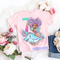 new hot sale childrens tshirt birthday digital print 2 13 years old girls t shirt fashion aesthetic baby girl baby pink clothes