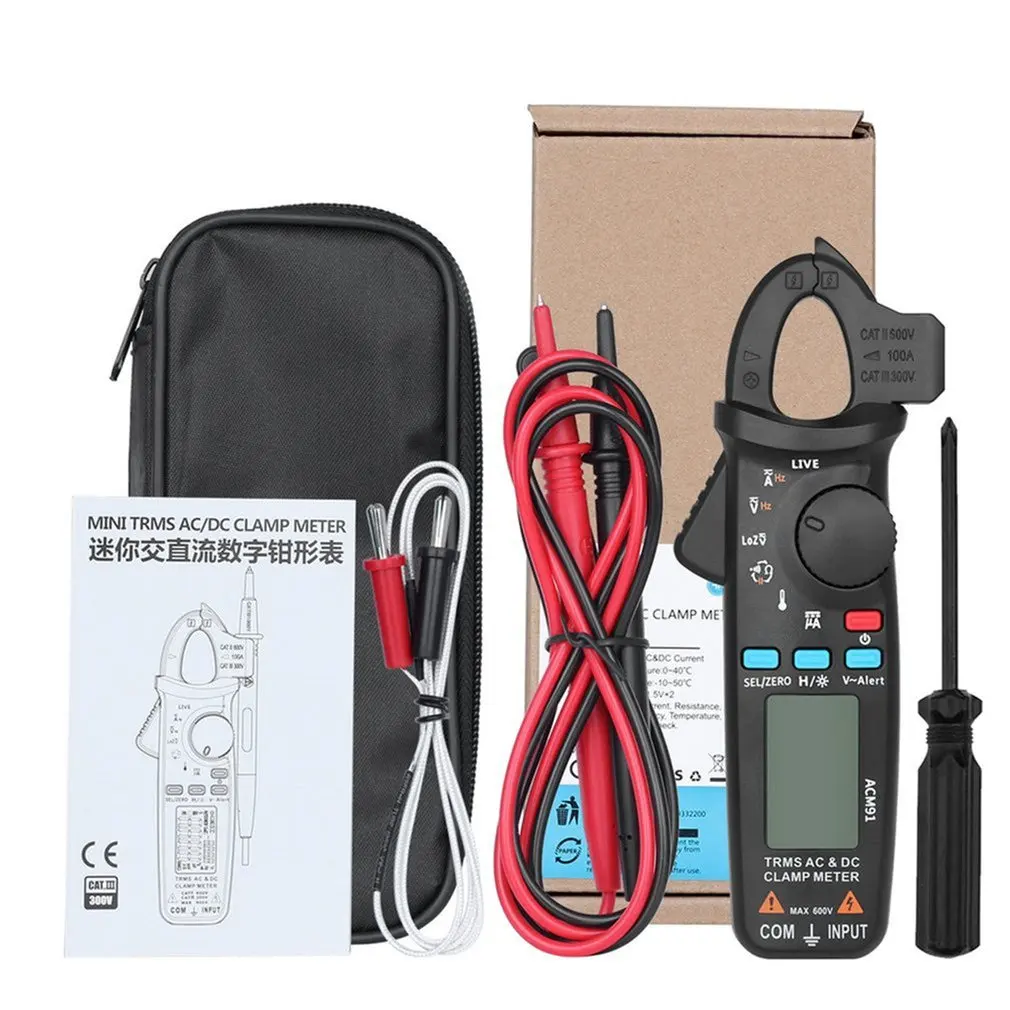 

ACM91 Digital Clamp Meter True-RMS DC AC Current 100A 1mA Accuracy Ammeter Auto Range Multimeter Voltmeter DMM Tester
