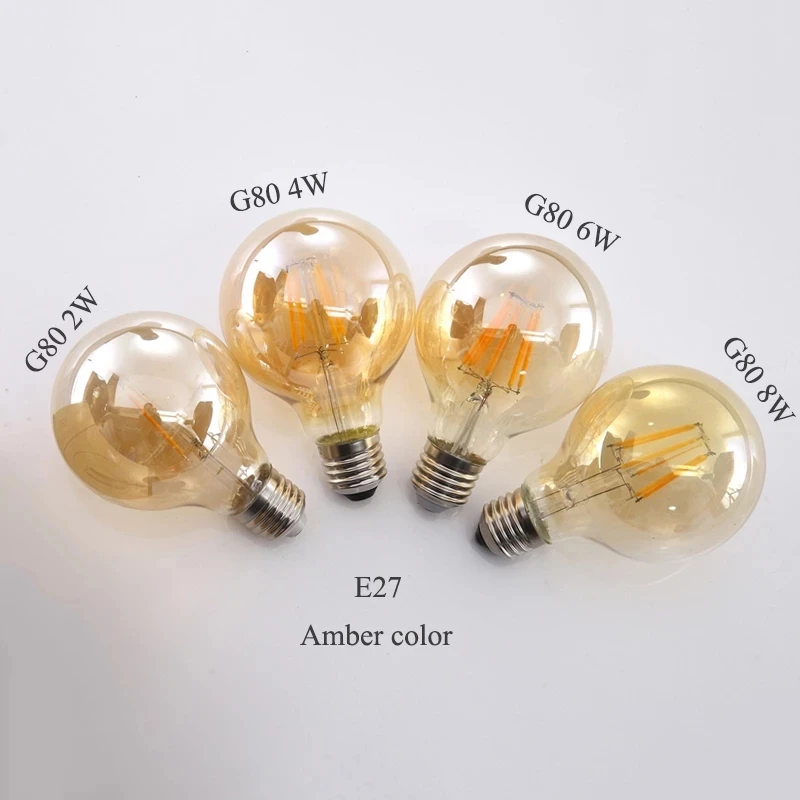 

220V E27 A60 G80 G95 G125 LED Bulb Lamp 2W 4W 6W 8W Edison Bulbs For Home Living Room Indoor Lighting LEDs Vintage Lights Decor