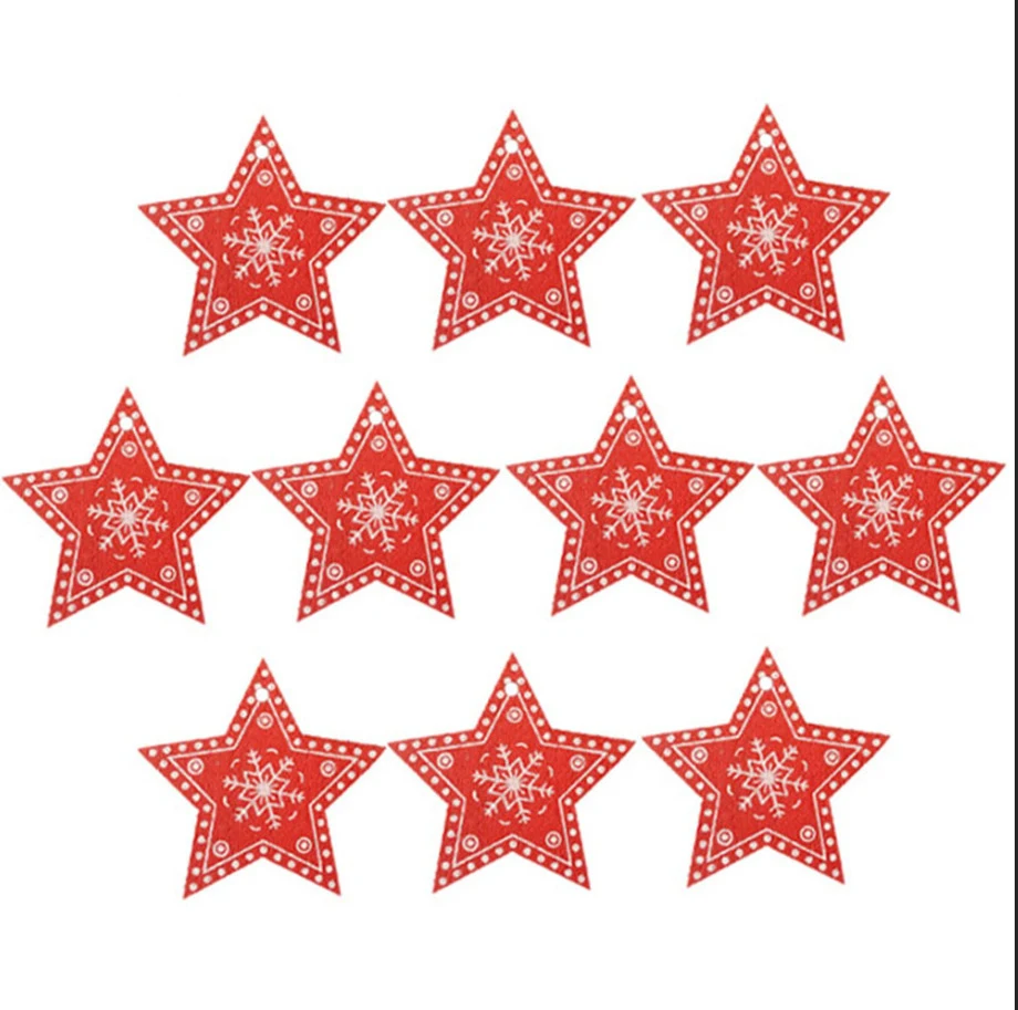 Star D-10PCS 1/10 шт. Рождественская елка украшения Рождество деревянные украшения Рождественские подвесной орнамент украшения дома Noel с утолщённой меховой опушкой - Цвет: Star D-10PCS