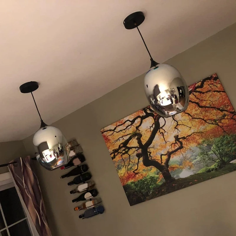 

3D Glass Pendant Light Reflection Hanging Ceiling Light Fixture for Room Bedroom Island Restaurant Bar(No Light Source)