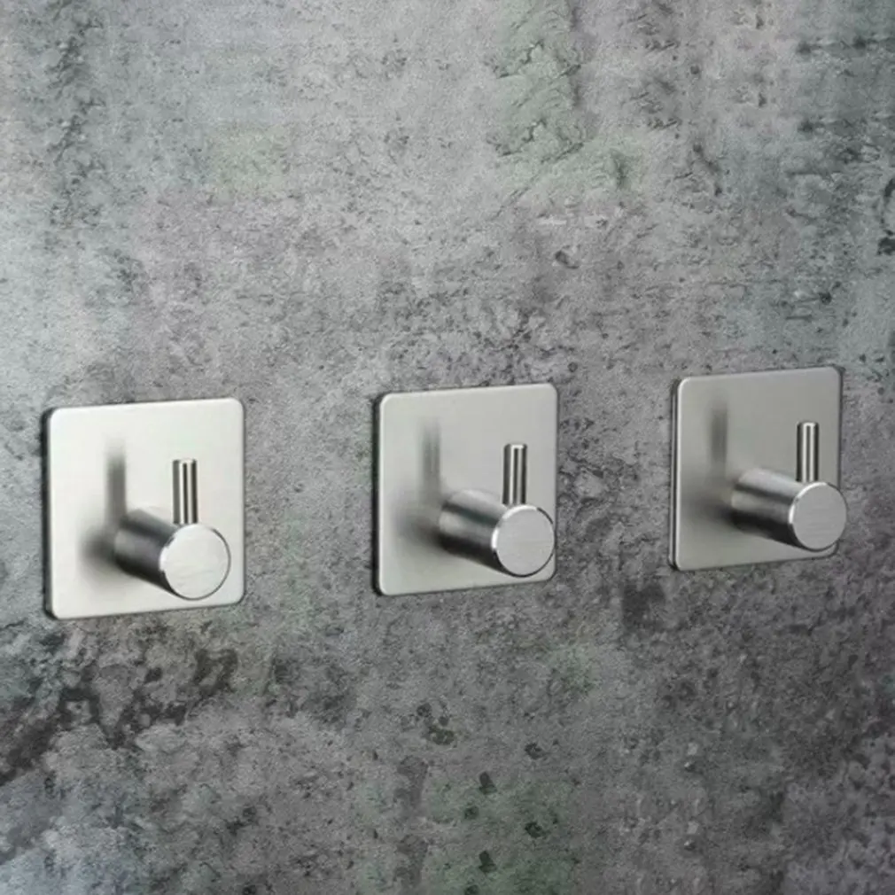 

Stainless Steel Wall Hook Self Adhesive Sticky Bathroom Robe Hook For Key Hanger Storage Hanging Holder Waterproof Towel Rack