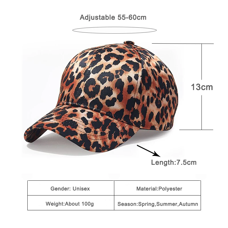 

Wuaumx 2021 Fashion Women's Cap Baseball Cap For Men Leopard Pattern Snapback Hat Streetwear Hip Hop Cap sombreros de mujer
