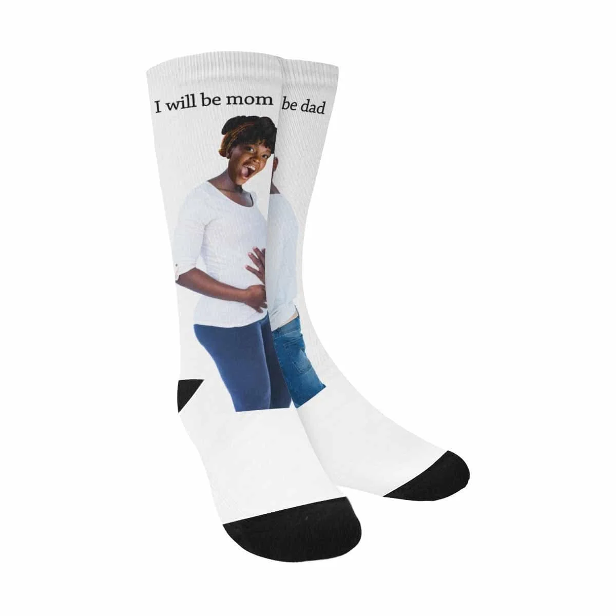 

Custom Face I Will Be Mom&Dad Dark Skin Sublimated Crew Socks