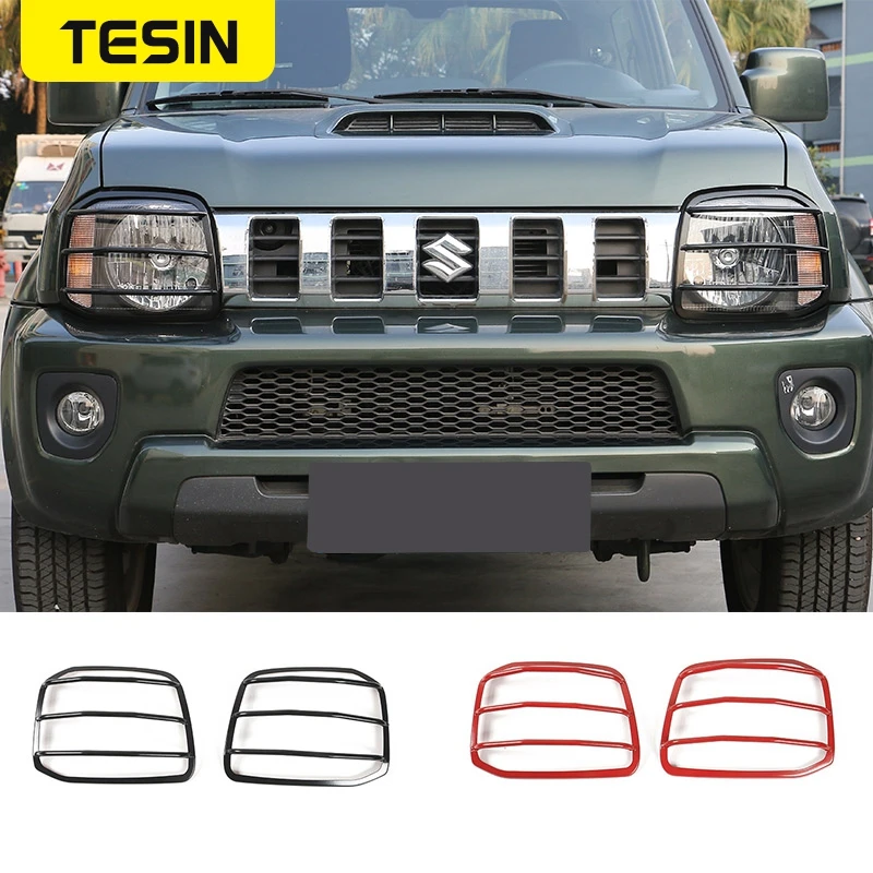 

Колпачки TESIN для автомобильных фар, металлический налобный фонарь, налобный фонарь, защитный чехол для фар, внешние аксессуары для Suzuki Jimny ...