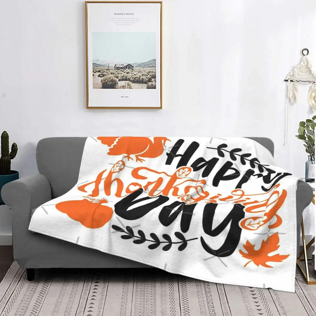 

Manta térmica con estampado divertido de pavo para el Día de Acción de Gracias, cubrecama a cuadros, cobertor de invierno, 1 uni