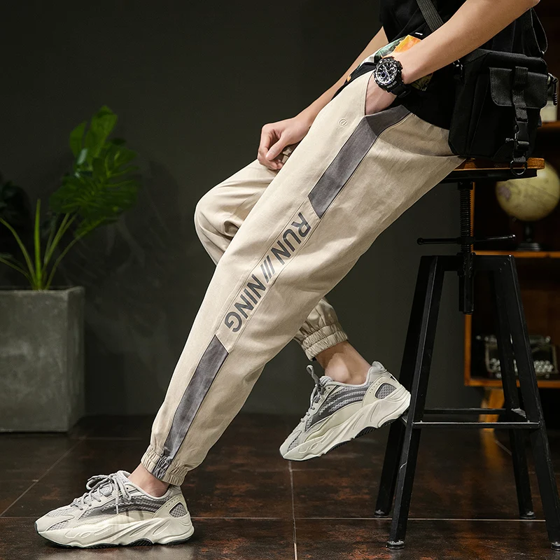 

2021 Men Hip Hop Harem Pants Streetwear Elastic Waist Sweatpants Men Fashion Multi-pocket Cargo Pants Men Casual Jogger Pants