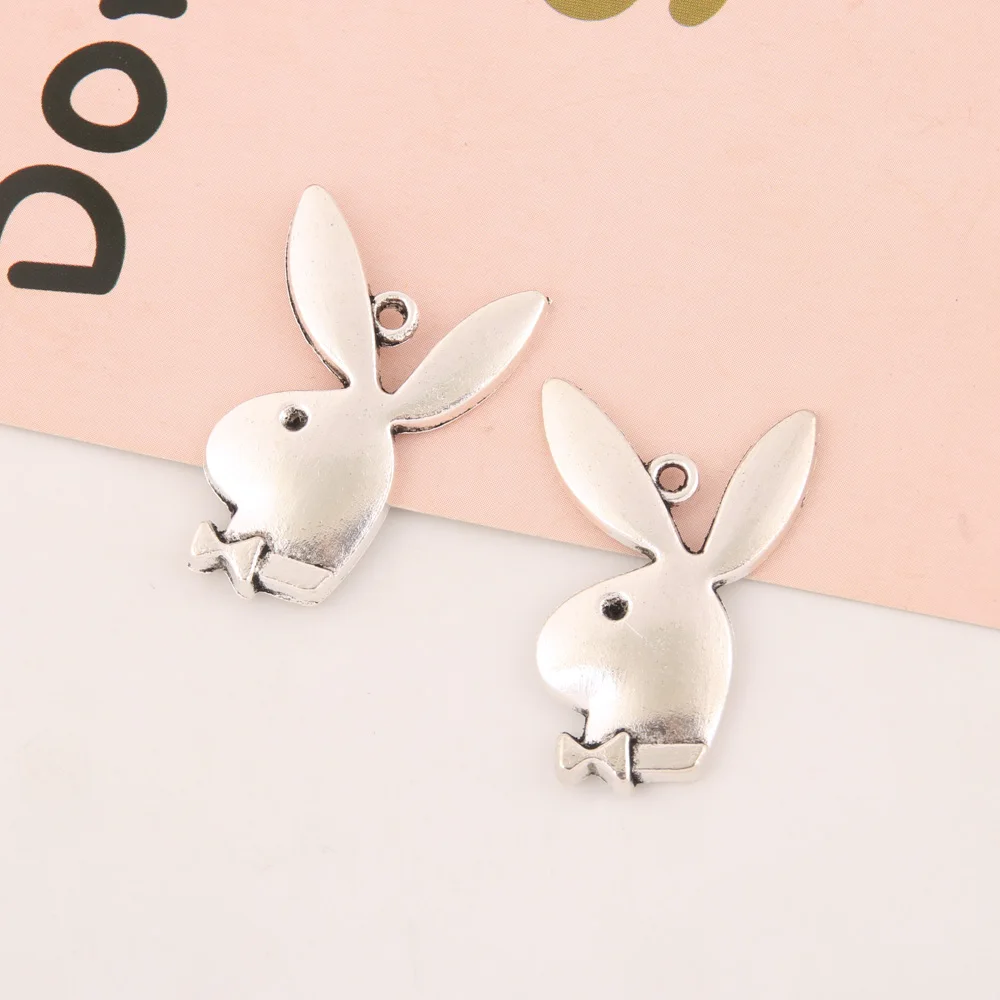5 шт покрытые серебром Цвет 3D кроликов подвески для головы браслетов и ожерелий DIY