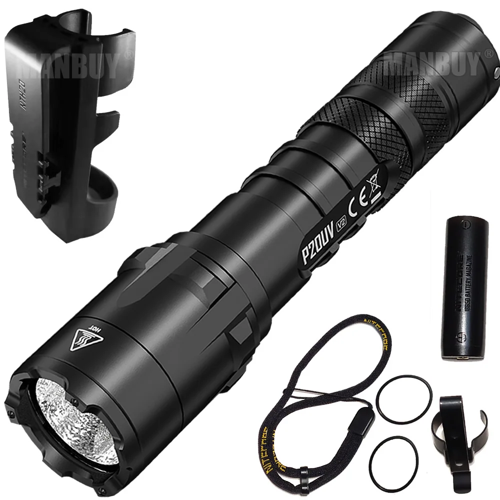 2022 Nitecore P20UV V2 Dual Output Tactical Flashlight CREE XP-L2 V6 LED 1000 Lumens 320mW UV Beam Torch Outdoor Hunting Camping