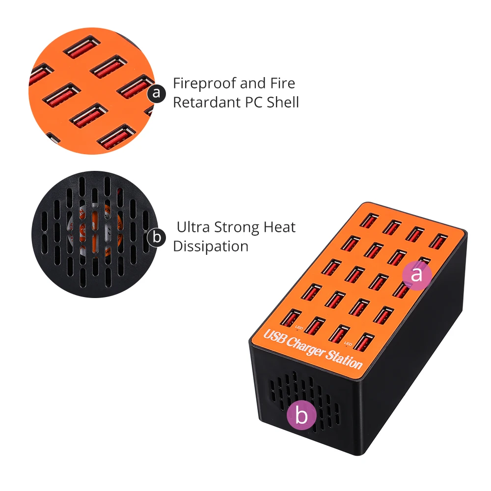 Настенное зарядное устройство с USB портом 100 Вт 20 портов|USB-хабы| |