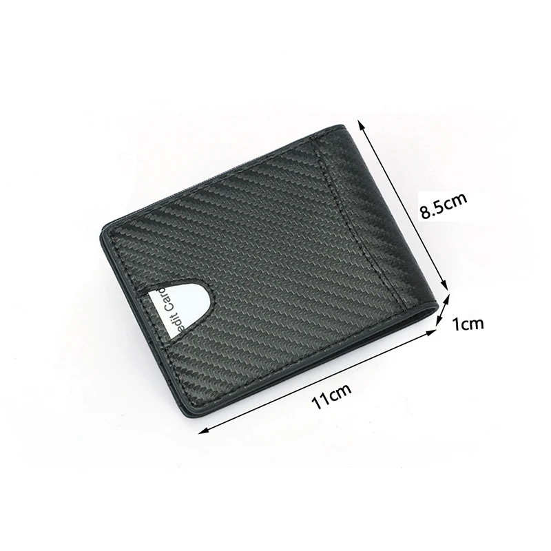 

RFID Carbon Fiber Pattern Slim Money Clip for Men Leather Mini Wallet with Money Clips Small Wallet Purse Metal Clamp For Money