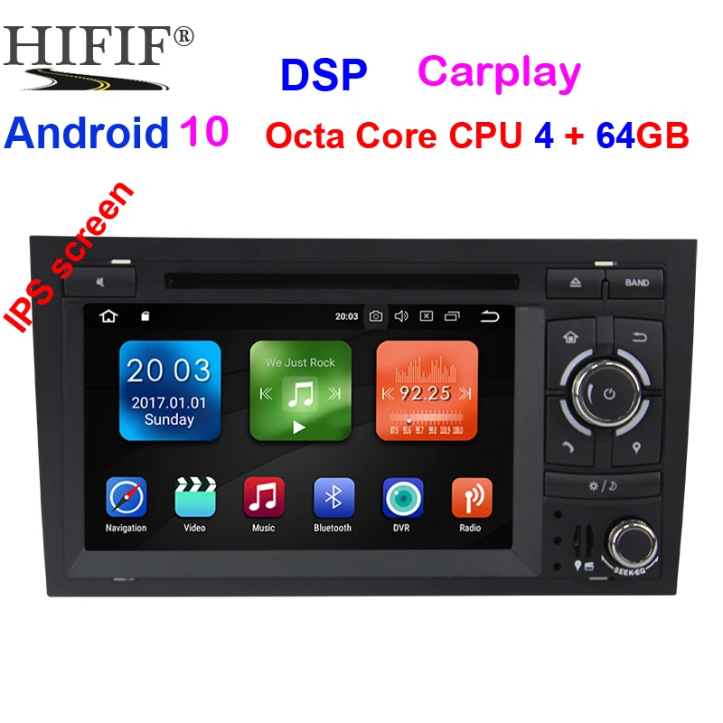 

2 Din Car Multimedia Player GPS Android 10.0 DVD Automotivo For Audi/A4/S4 2002-2008 Radio Octa Cores RAM 4GB ROM 64GB DSP IPS