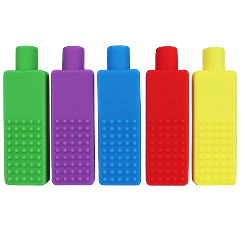 Mordedor de silicona masticables para niños, tapa de lápiz, juguete sensorial para autismo y TDAH, 1 unidad-4