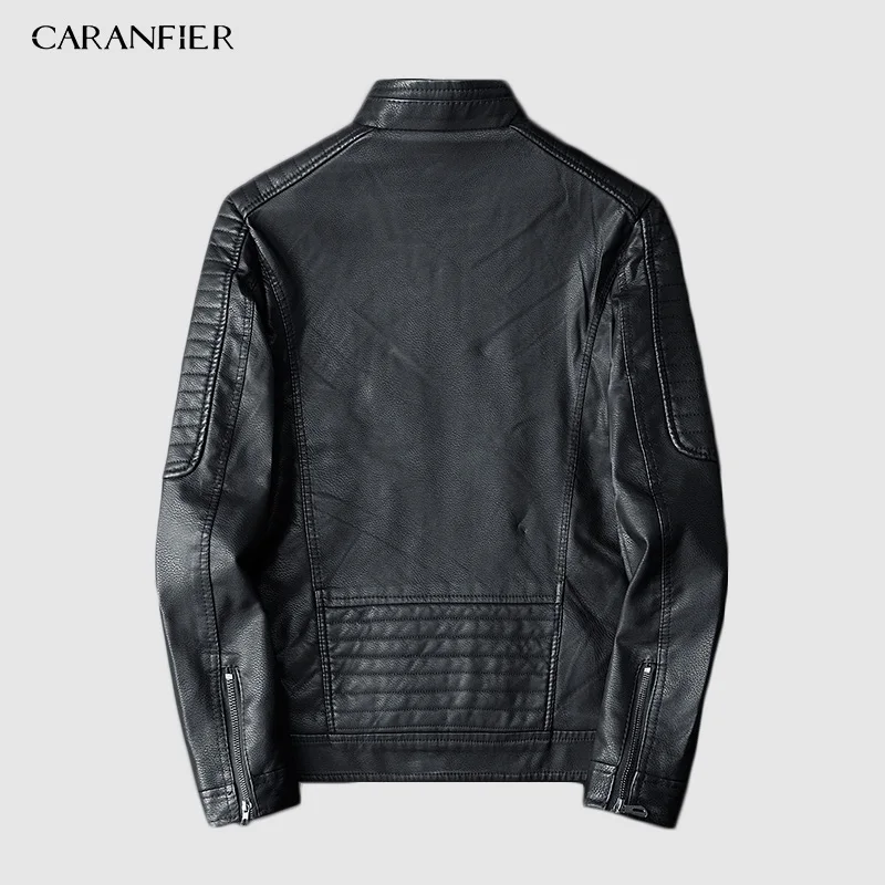CARANFIER мужские кожаные куртки зимнее пальто для мужчин плюс бархатная верхняя