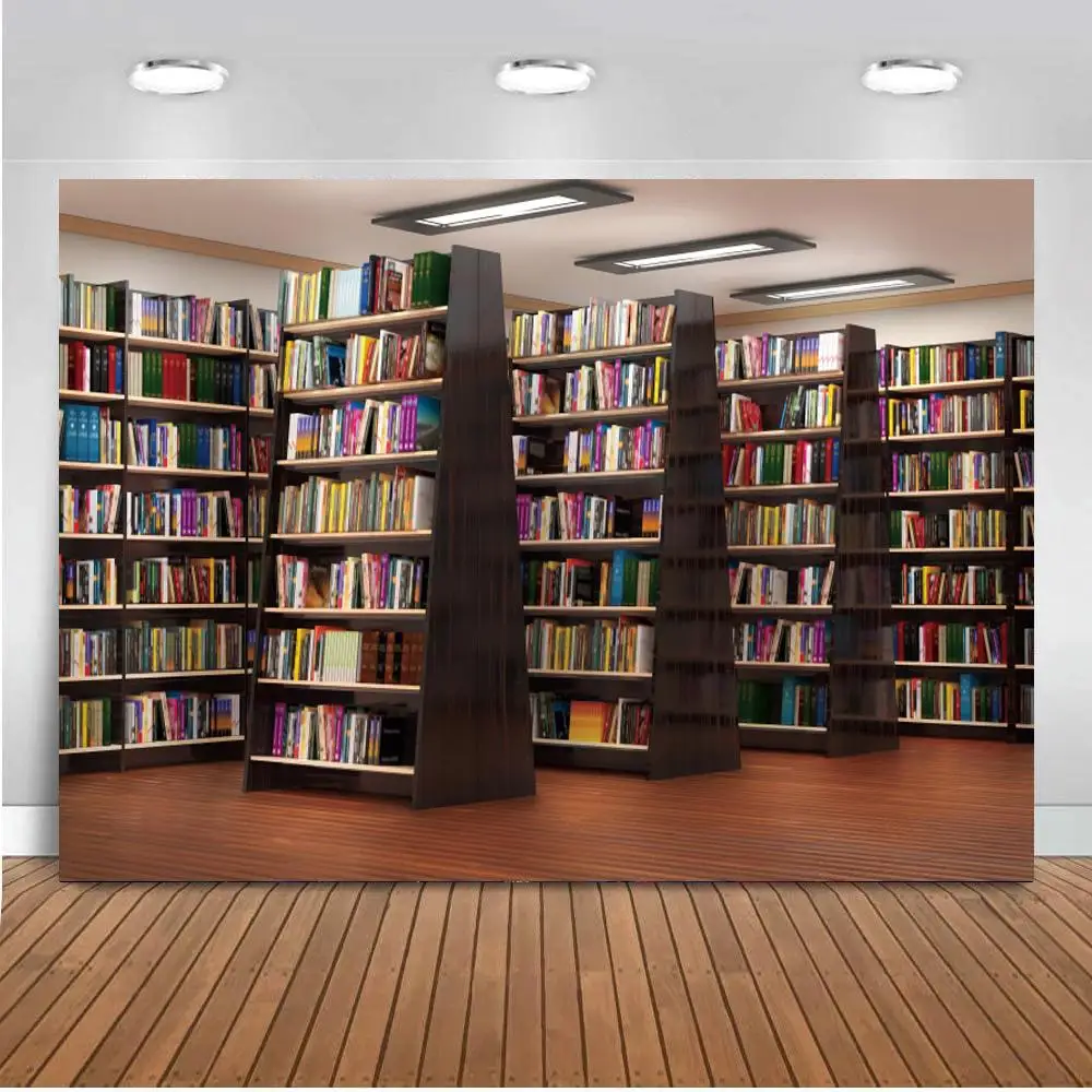 

Library Interior Bookshelf Books Photography Backgrounds Customized Photographic Backdrops For Photo Studio