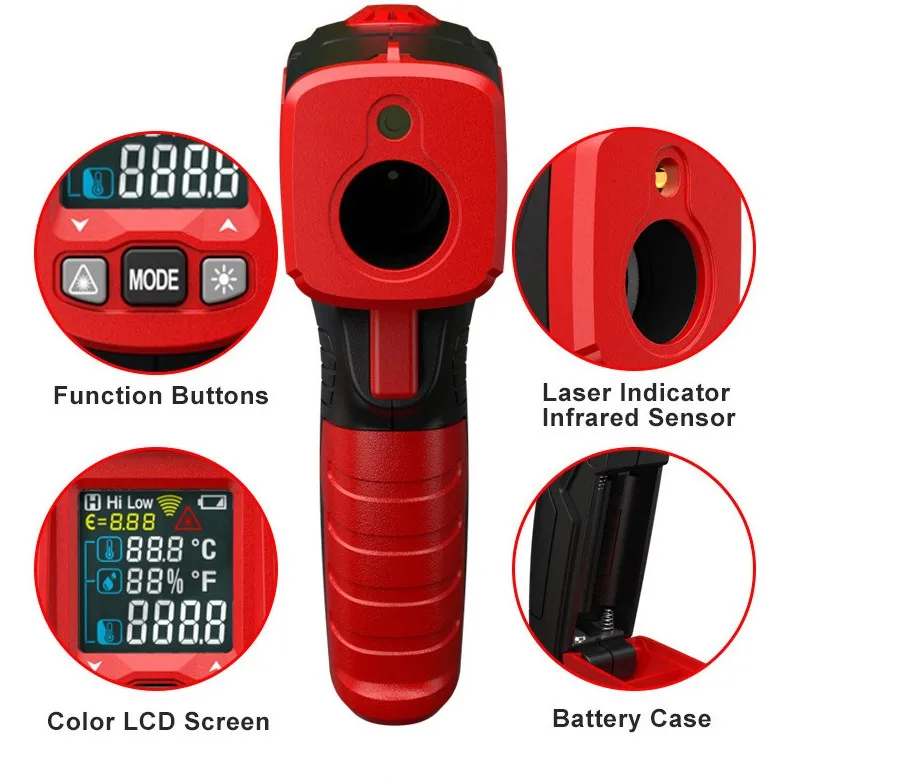 

digital infrared thermometer Hygrometer Non contact temperature meter humidity meter pyrometer laser thermometre