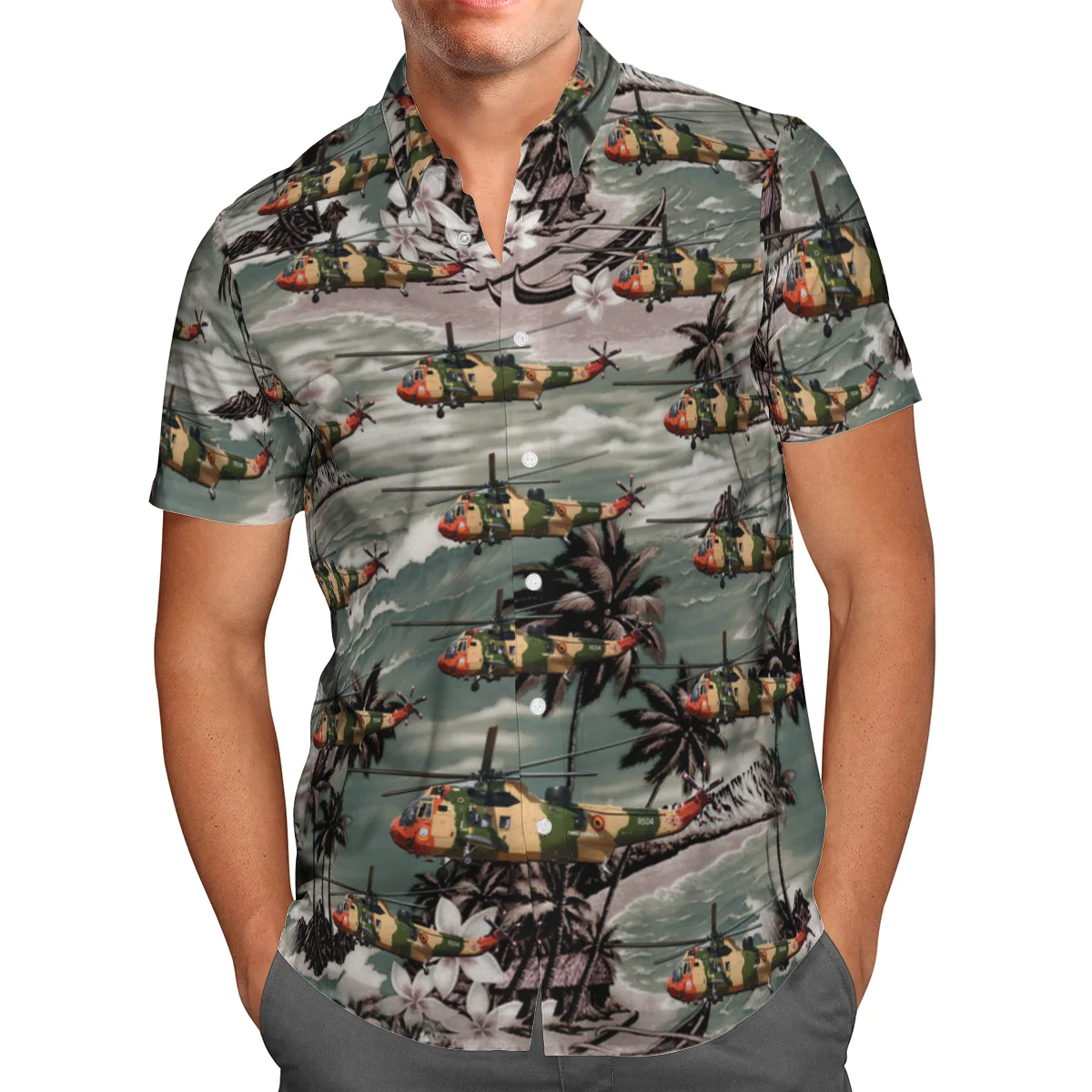 

Helicopter 3D Print Beach Hawaiian 2021 Summer Shirt Short Sleeve Shirt Streetwear Oversized 5XL Camisa Social Chemise Homme-69