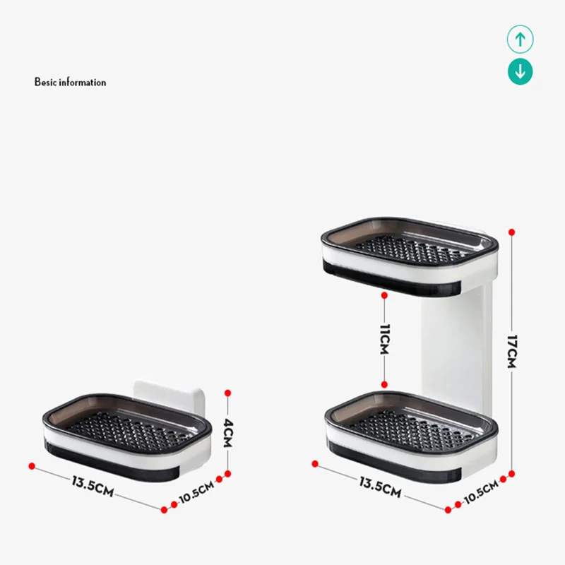 

Double Layer Wall Mounted Soap Dishes Box Drain Sponge Holder Storage Rack For Bathroom Accessories Toiletries Organizer Kitchen