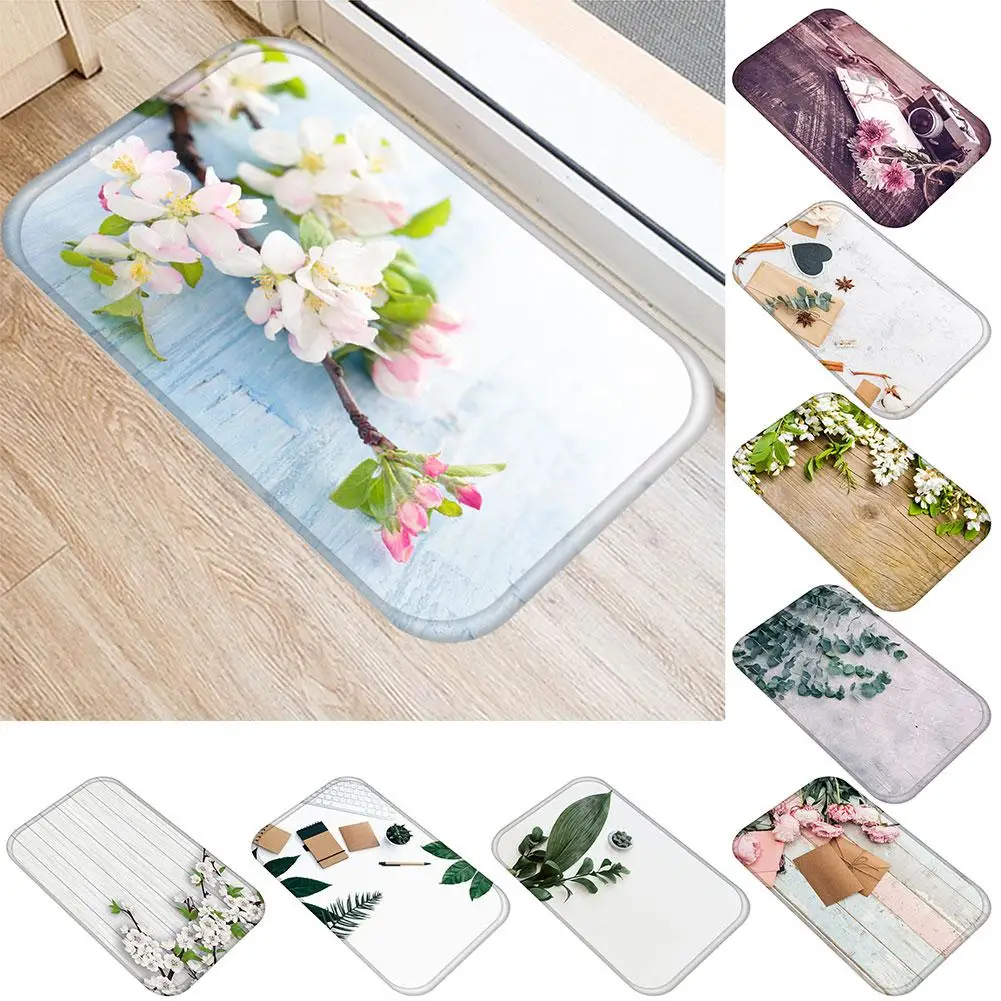 

Flower Leaves Plant Pattern Non-Slip Rug Door Mat Kitchen Bathroom Floor Carpet Non-Slip Rug Door Mat Floor Carpet Mat Carpet Ma