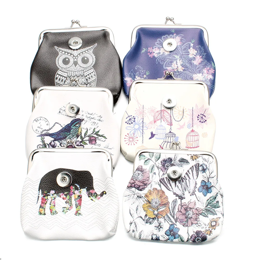 Модные кошельки для мелочи с кнопкой 18 мм сумочка из искусственной кожи рисунком