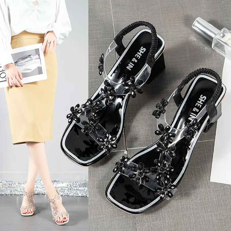 

2020 Clear Heels Slippers Women Sandals Summer Shoes Woman Transparent Shoes High Heels Pumps Wedding Jelly Sandals for Women