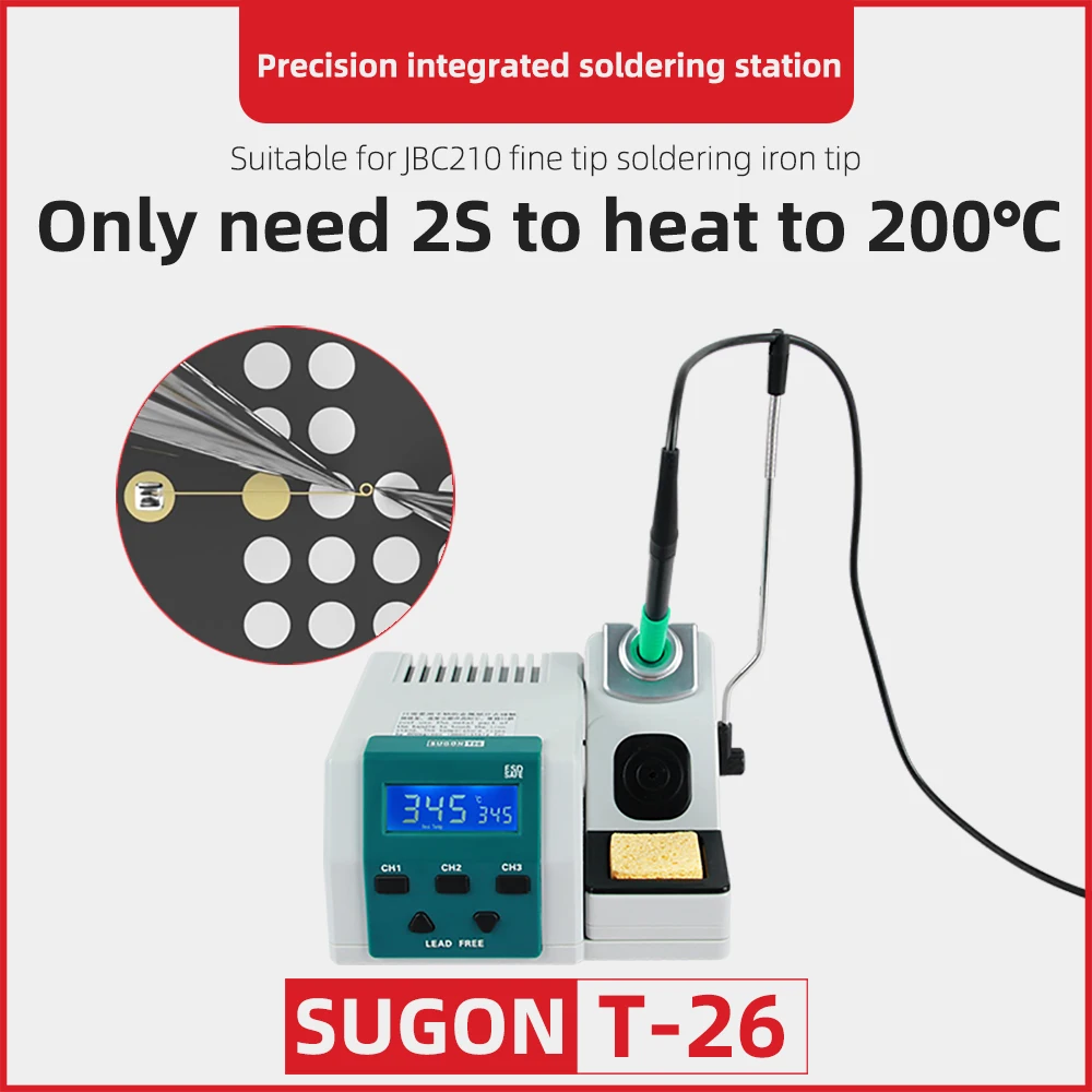 

SUGON T26 Soldering Station Electric Lead-free 2S Fast Heating Soldering Iron Kit JBC Handle Iron Tip 80W Power Heating System