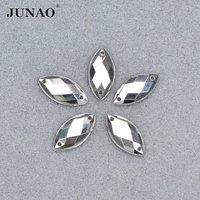 junao 500pcs 7x15mm silver horse eye rhinestones applique flatback acrylic crystals sewing glitter stones for diy dress shoes
