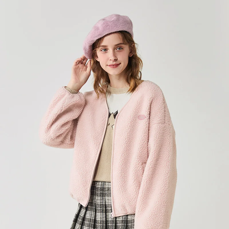 

Semir Short Coat Women 2020 Autumn And Winter New Popular Oversize Jacket V Neck Imitation Lamb Wool Warm Jacket Female