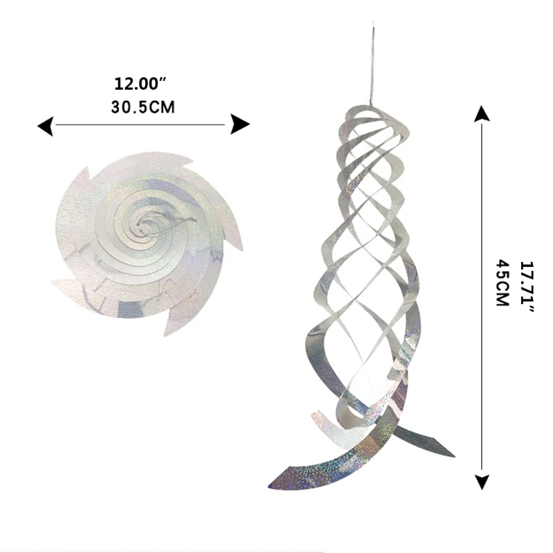 

Bird Repellent Spiral Reflectors Silver Spinner Hanging Reflective Bird Deterrent Device Garden Scare Birds Away