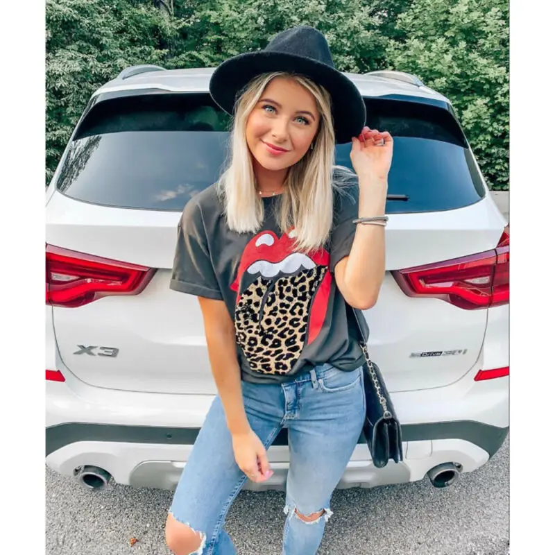 Женская футболка с короткими рукавами летняя повседневная свободная круглым