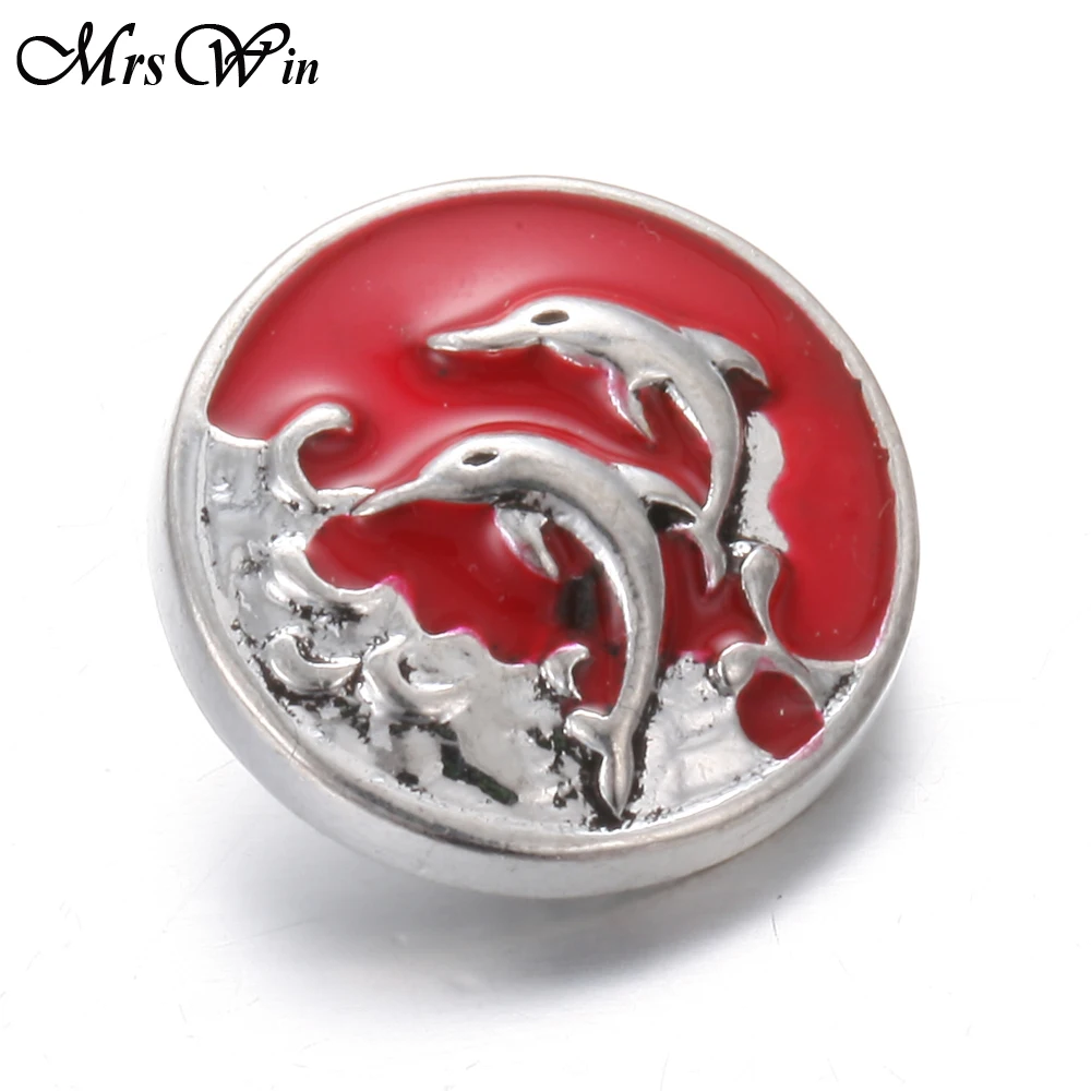 6 шт./лот романтические дельфин море 18 мм металлическая кнопка наручные часы для